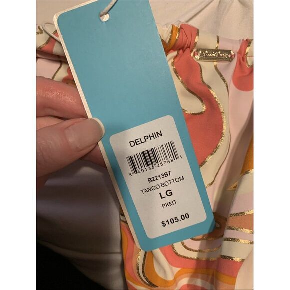 beach bunny New delphin tango bottom 60’s Pink White Orange Swim Large - Picture 8 of 10